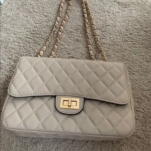 COPY - Beige quilted flap bag vegan leather